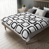 Black and White Square Velveteen Microfiber Blanket (Two-sided print)