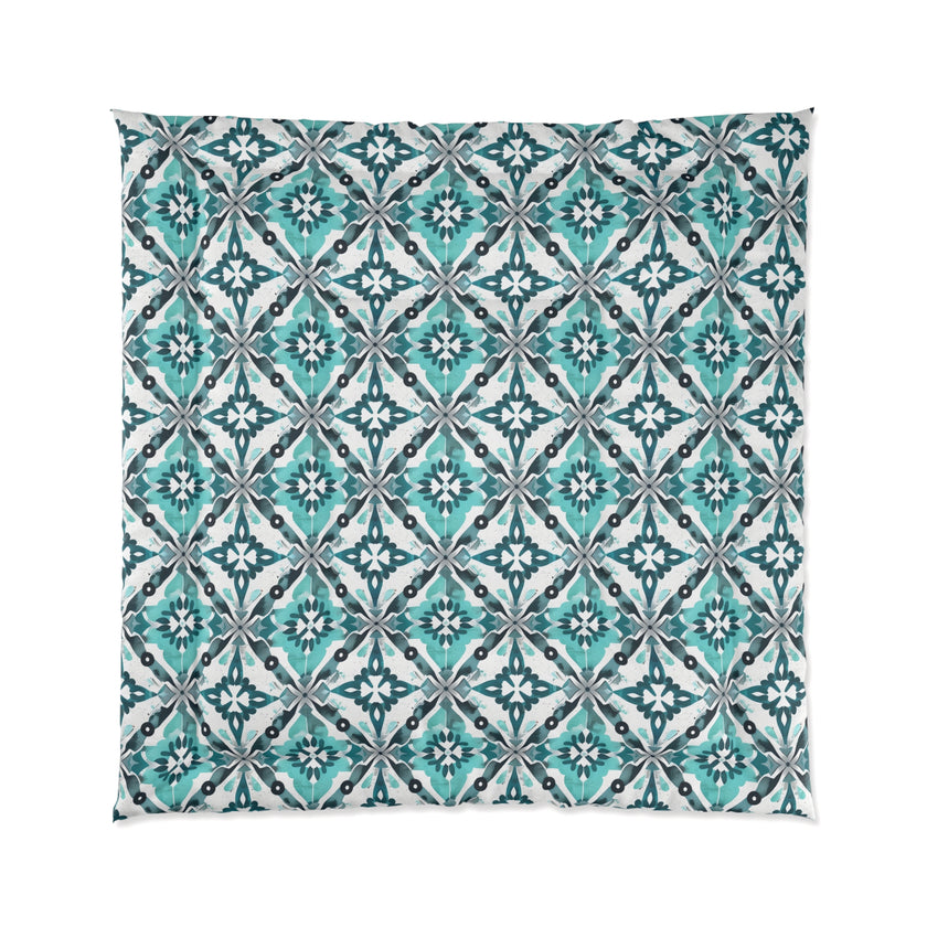 Bohemian Tile Print Comforter, Cozy Bedroom Bedding, Gift for Home Decor, Stylish Dorm Accents, Living Room Throws