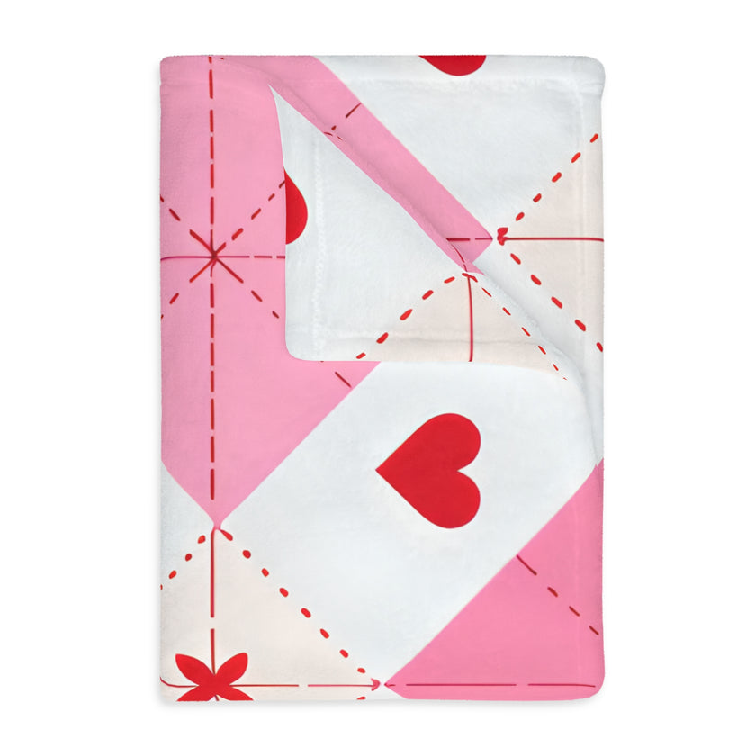 Romantic Heart Velveteen Microfiber Blanket (Two-sided print)