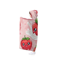 Cute Strawberry Hooded Blanket, Cozy Throw Blanket, Kids Gift, Fun Summer Accessory, Snuggly Blanket for Movie Nights, Strawberry Lover's