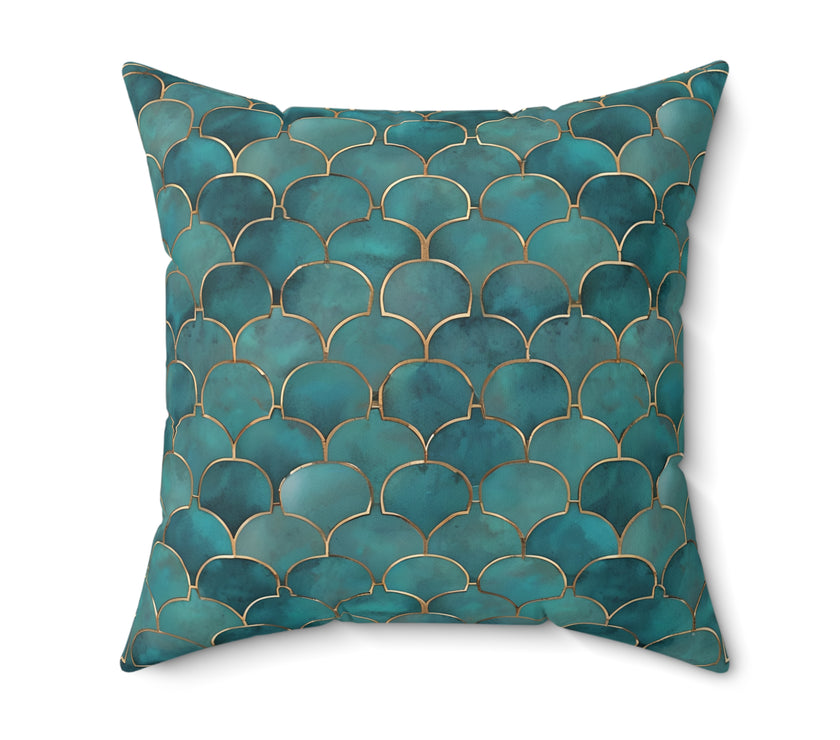 Green | Blue Faux Suede Square Pillow