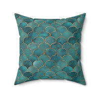 Green | Blue Faux Suede Square Pillow