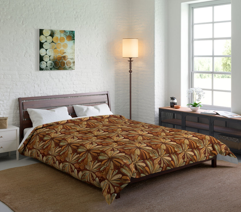 Bohemian Floral Comforter - Cozy Bedding for Home Decor, Artistic Bedroom Makeover, Perfect Gift for Housewarming, Fall Decor, Boho Vibes