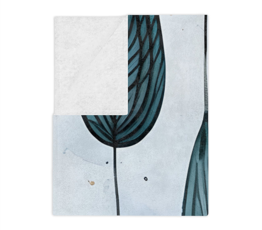 Blue and  White Velveteen Microfiber Blanket