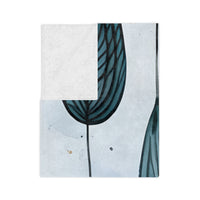 Blue and  White Velveteen Microfiber Blanket