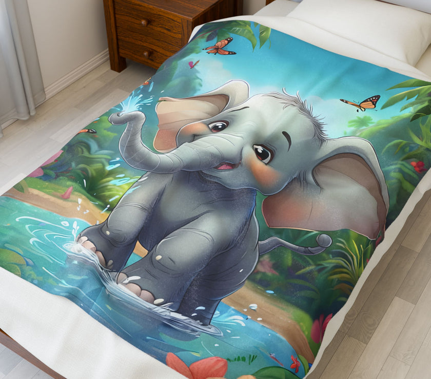 Elephant Velveteen Plush Blanket