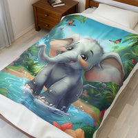 Elephant Velveteen Plush Blanket