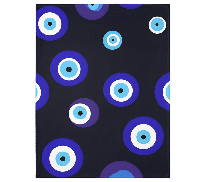 Blue Evil Eye Blanket Velveteen Microfiber Blanket (Two-sided print)
