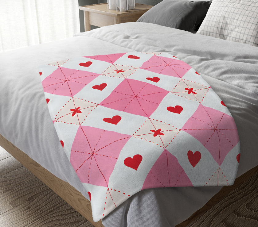 Romantic Heart Velveteen Microfiber Blanket (Two-sided print)