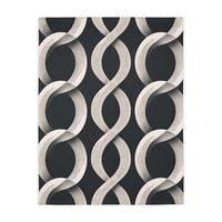 Black and White Wavey Pattern Velveteen Microfiber Blanket (Two-sided print)