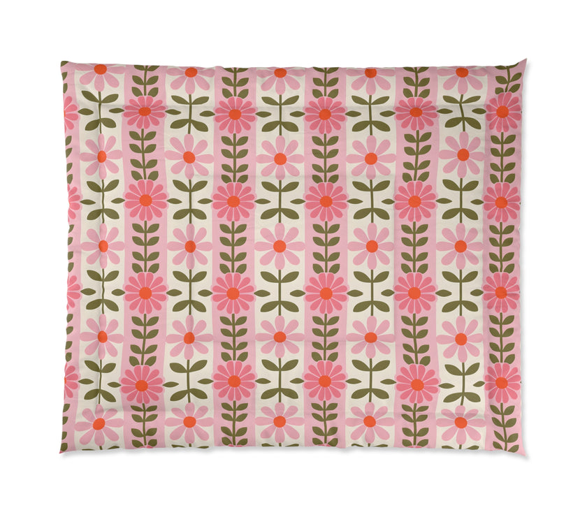 Floral Comforter for Cozy Homes, Bohemian Bedding, Bedroom Décor, Spring Vibes, Gift for Her, Sleep Essentials