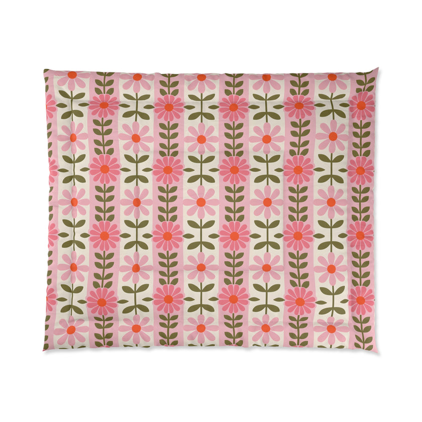 Floral Comforter for Cozy Homes, Bohemian Bedding, Bedroom Décor, Spring Vibes, Gift for Her, Sleep Essentials