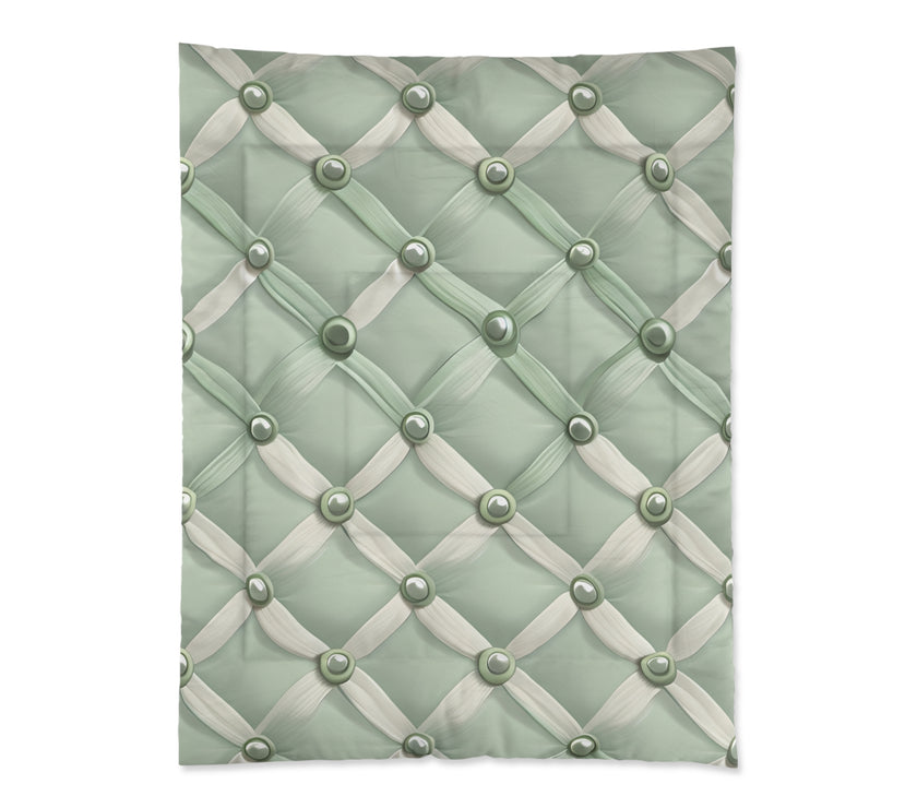 Elegant Green Comforter with Button Design, Cozy Bedding, Soft Home Decor, Modern Bedroom Accents, Perfect Gift for Any Occasion