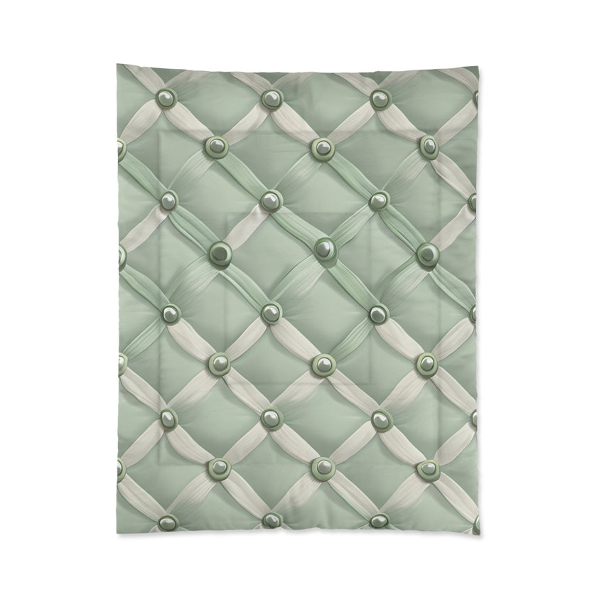 Elegant Green Comforter with Button Design, Cozy Bedding, Soft Home Decor, Modern Bedroom Accents, Perfect Gift for Any Occasion