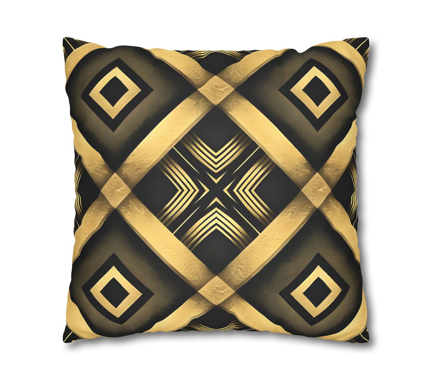 Gold & Black Faux Suede Square Pillowcase