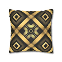 Gold & Black Faux Suede Square Pillowcase