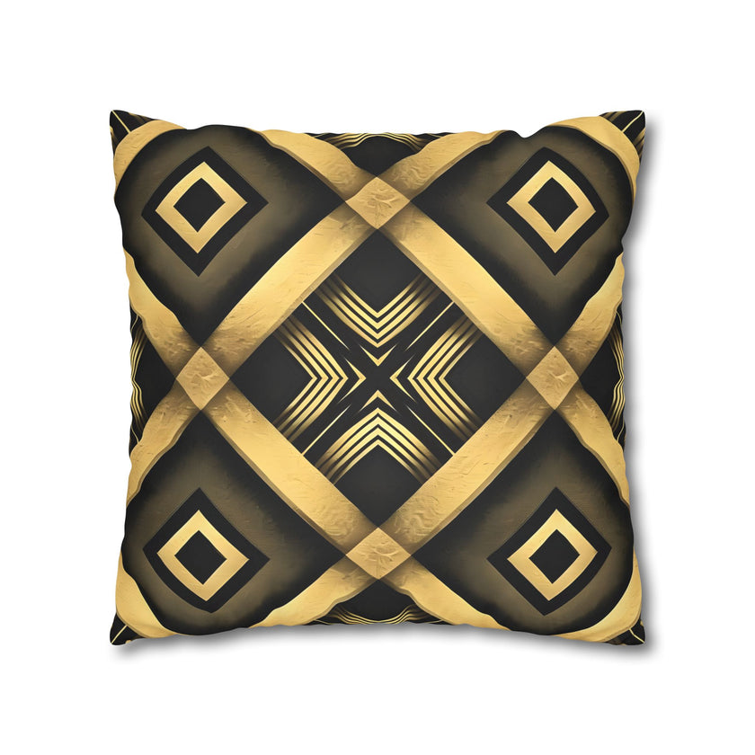Gold & Black Faux Suede Square Pillowcase