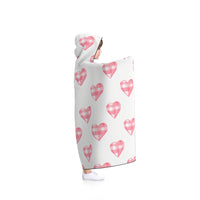 Cozy Heart Patterned Hooded Blanket, Valentine's Gift, Soft Throw for Couples, Winter Snuggle Wear, Home Decor
