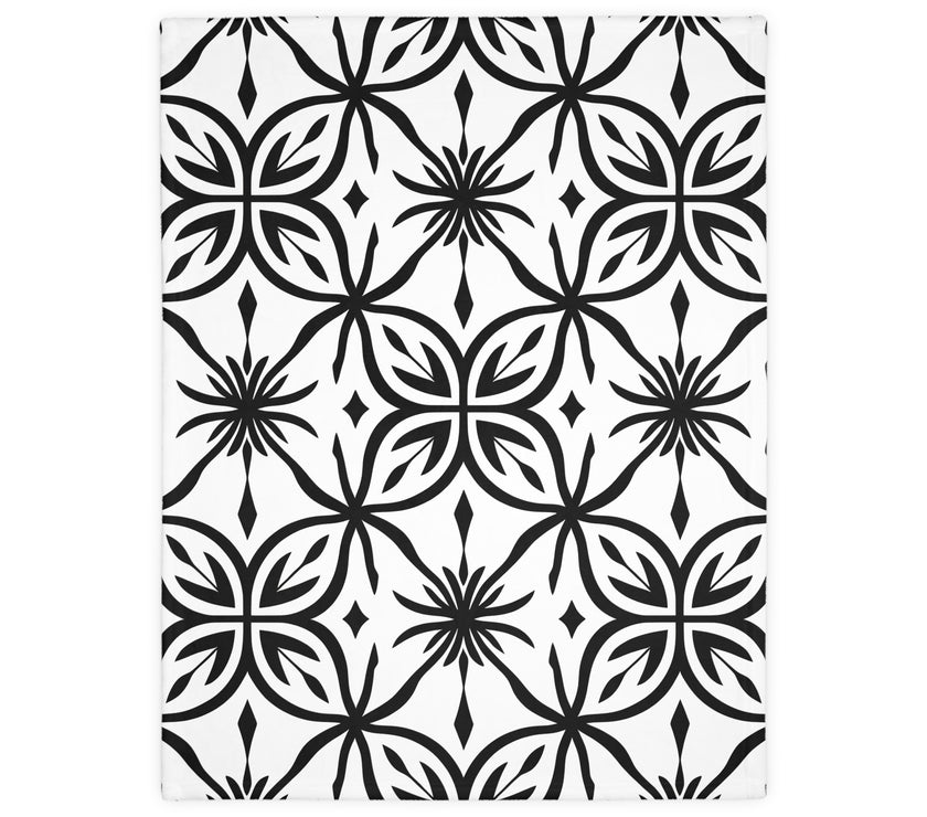 Black and White Pattern Velveteen Microfiber Blanket (Two-sided print)
