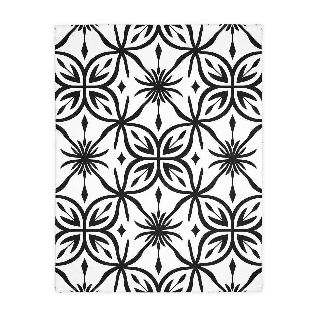 Black and White Pattern Velveteen Microfiber Blanket (Two-sided print)