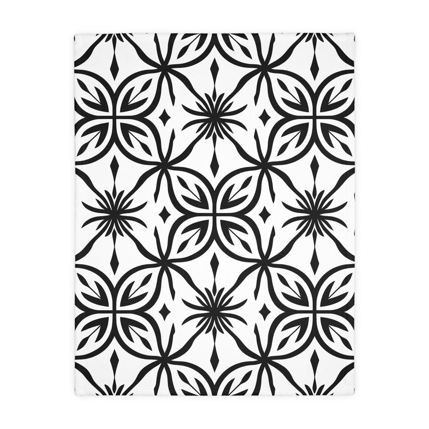 Black and White Pattern Velveteen Microfiber Blanket (Two-sided print)