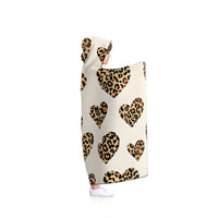 Cozy Leopard Heart Hooded Blanket, Perfect for Snuggling, Gifts for Animal Lovers, Home Decor, Relaxing Nights, Valentine's Day