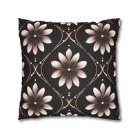 Black Floral Faux Suede Square Pillowcase