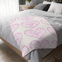 Blanket, soft, cozy, pink heart design, gift for her, home decor, Valentine's Day gift, dorm essential
