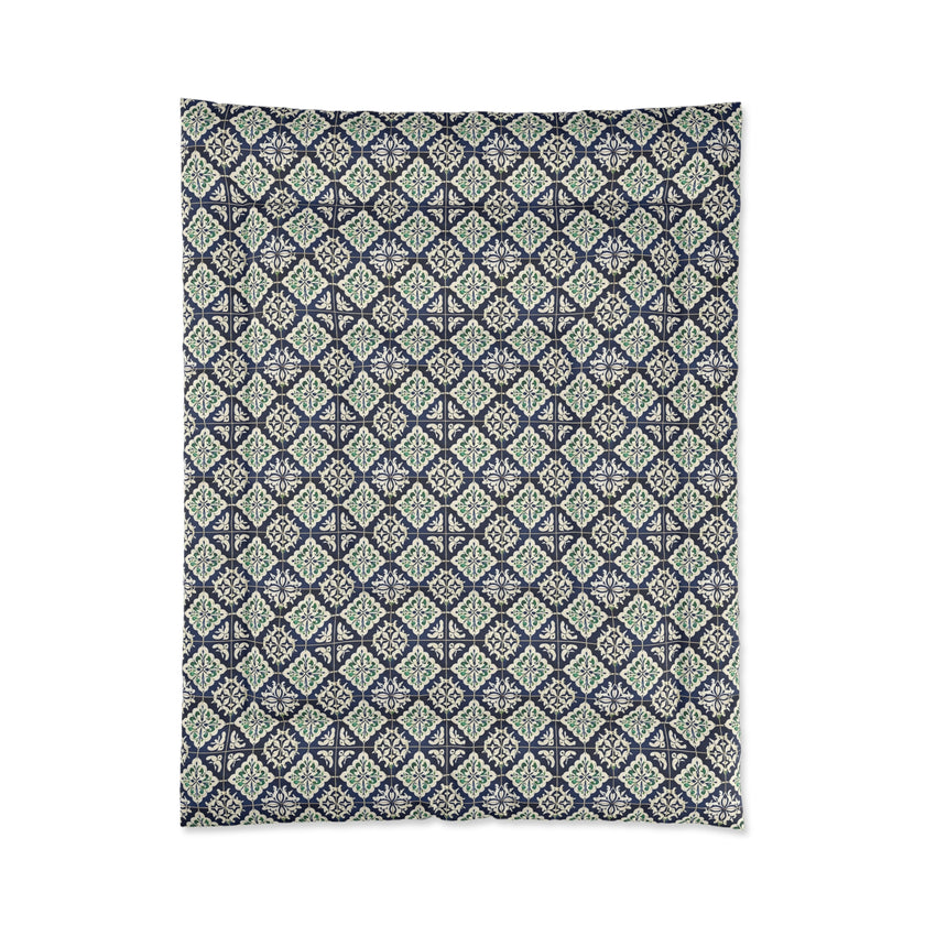 Navy Blue Patterned Comforter, Cozy Bedding for Home Decor, Stylish Bedroom Upgrade, Perfect for Fall and Winter