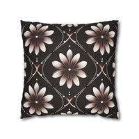 Black Floral Faux Suede Square Pillowcase