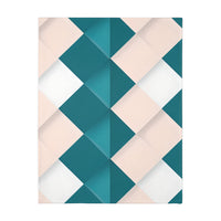 Blue and Pink Grid Velveteen Microfiber Blanket (Two-sided print)