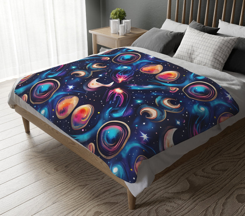 Space / Planet Velveteen Microfiber Blanket (Two-sided print)