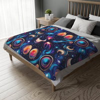 Space / Planet Velveteen Microfiber Blanket (Two-sided print)