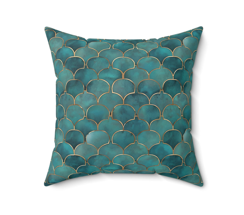 Green | Blue Faux Suede Square Pillow