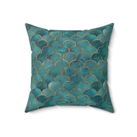 Green | Blue Faux Suede Square Pillow