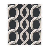 Black and White Wavey Pattern Velveteen Microfiber Blanket (Two-sided print)