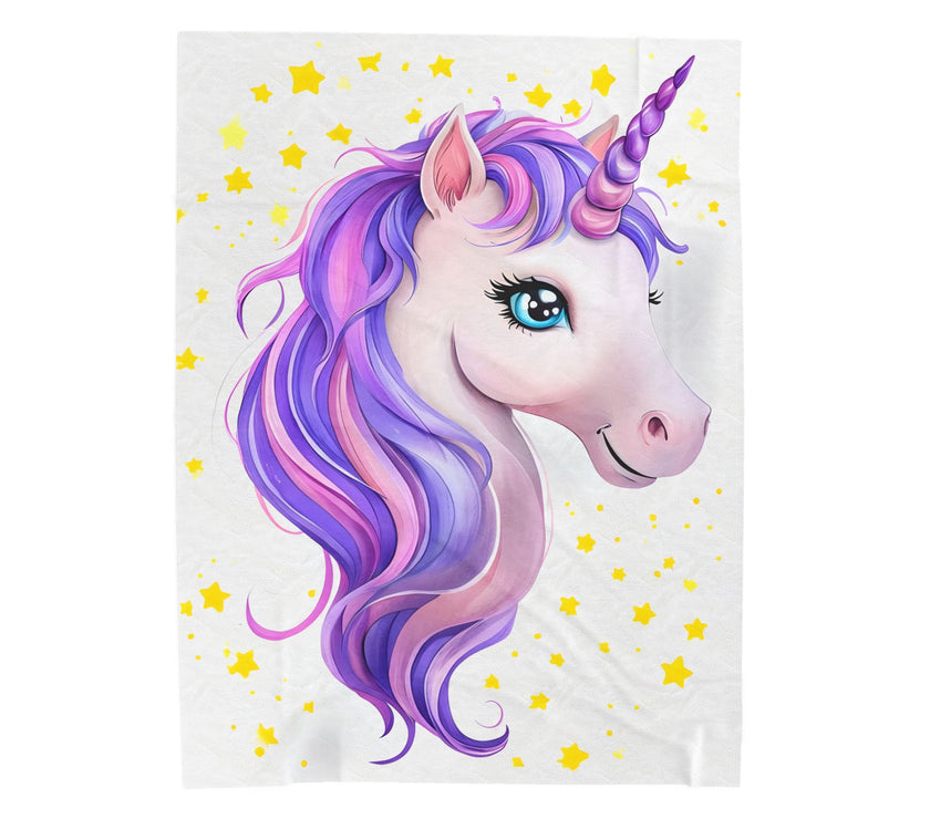 Purple Unicorn Velveteen Plush Blanket