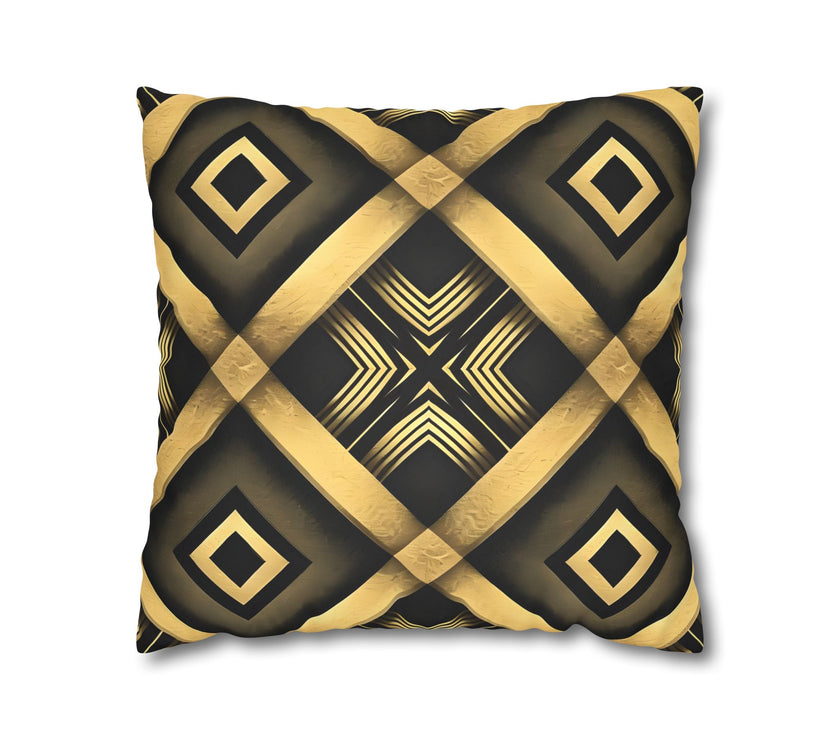 Gold & Black Faux Suede Square Pillowcase