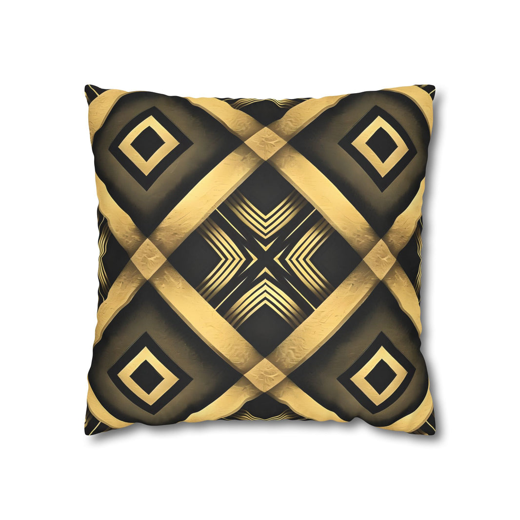 Gold & Black Faux Suede Square Pillowcase