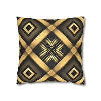 Gold & Black Faux Suede Square Pillowcase