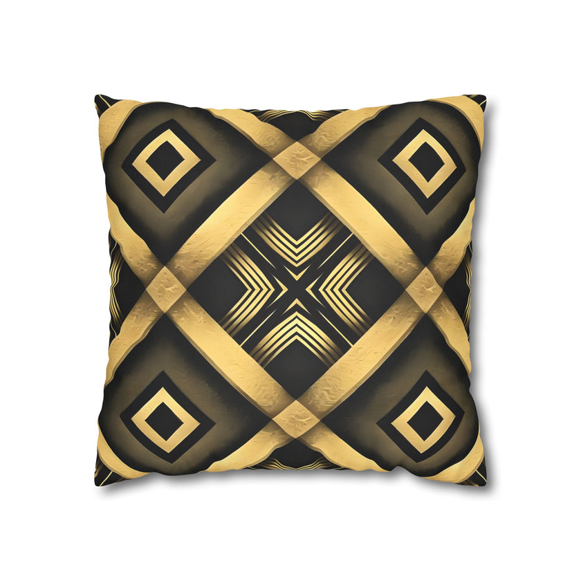 Gold & Black Faux Suede Square Pillowcase