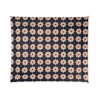 Retro Floral Comforter, Cozy Bedspread, Bohemian Bedding, Spring Decor, Flower Power Duvet, Home Sweet Home Quilt