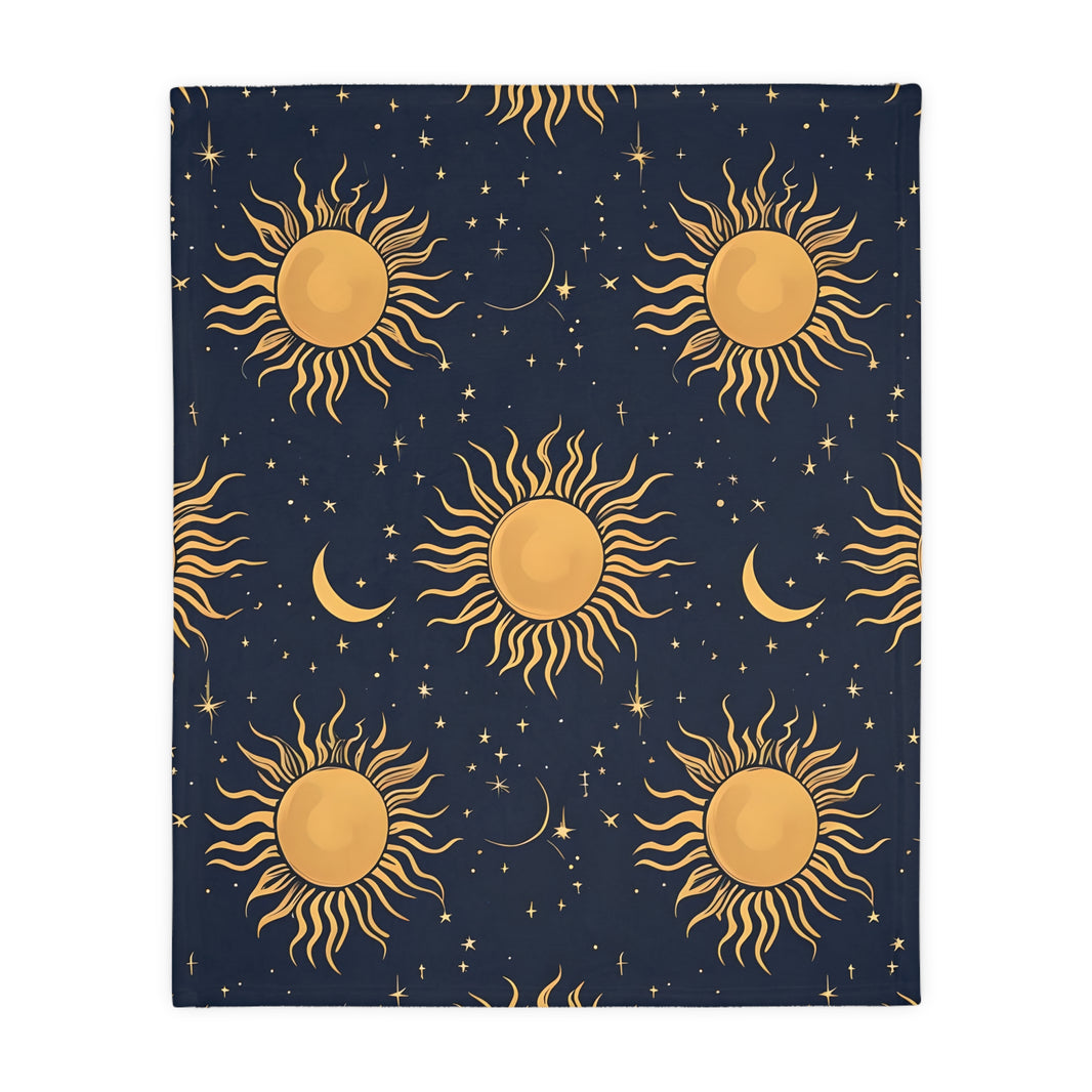 Sun Moon Stars Velveteen Microfiber Blanket (Two-sided print)