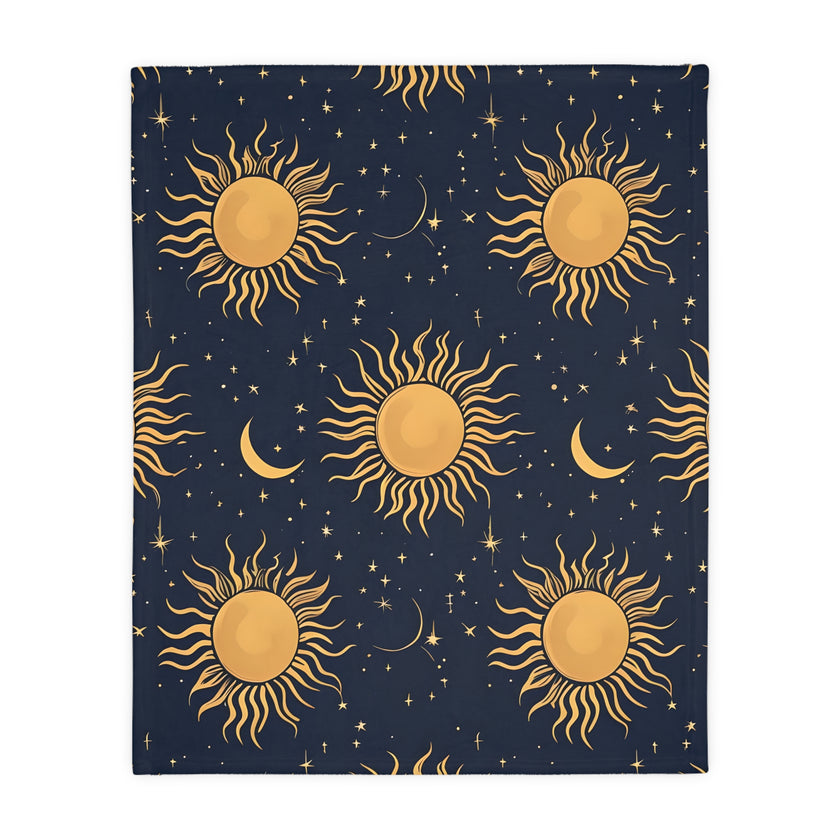 Sun Moon Stars Velveteen Microfiber Blanket (Two-sided print)