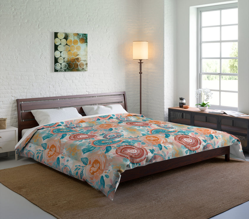 Floral Comforter, Cozy Bedroom Decor, Boho Bedding, Gift for Her, Spring Home Decor, Flower Pattern Comforter