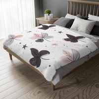 Pink Floral, Pink Flowers Velveteen Microfiber Blanket (Two-sided print)