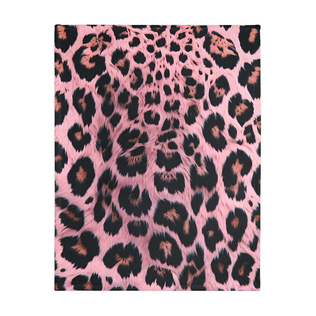 Pink Animal Print Velveteen Microfiber Blanket (Two-sided print)
