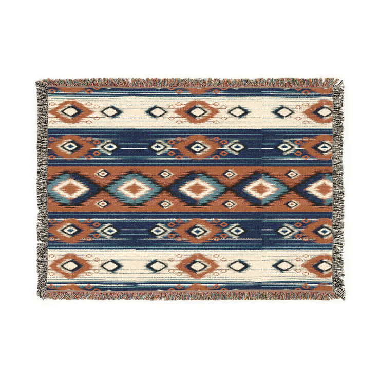 Ikat Pattern Woven Blanket for Cozy Vibes | Home Decor Gift, Tribal Throw, Bohemian Blanket, Picnic Blanket, Stylish Warmth