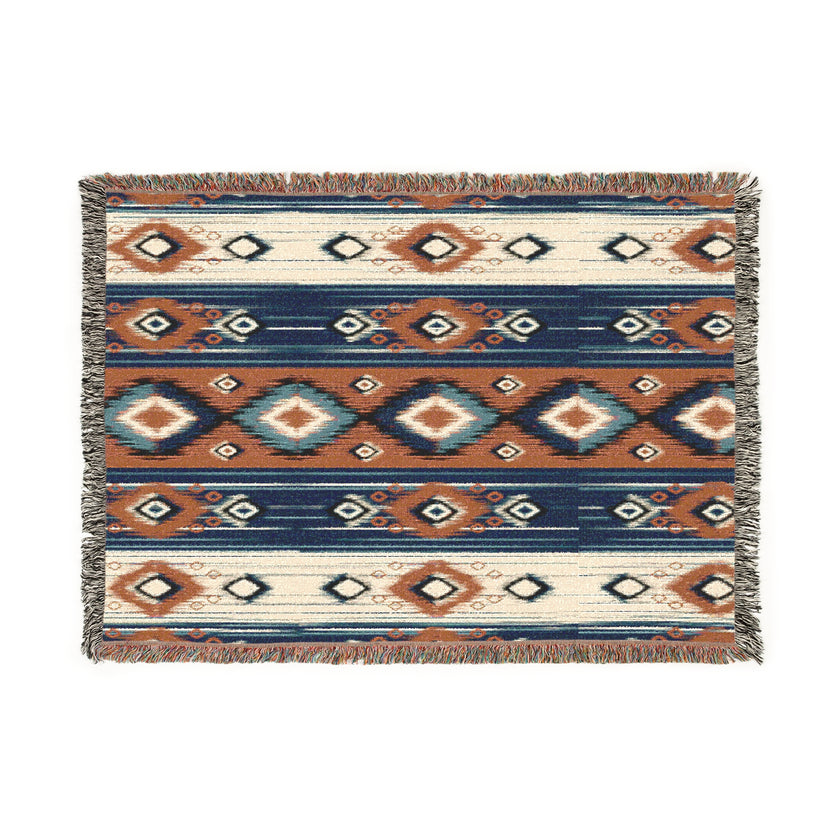 Ikat Pattern Woven Blanket for Cozy Vibes | Home Decor Gift, Tribal Throw, Bohemian Blanket, Picnic Blanket, Stylish Warmth