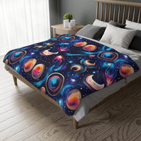 Space / Planet Velveteen Microfiber Blanket (Two-sided print)